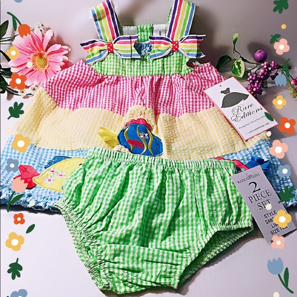 2 piece set multi color lime dress Rare Edition18M - Picture 6 of 6